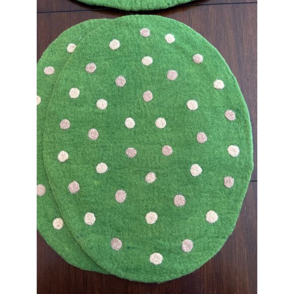 Vintage Green White Beige Polka Dot Placemats Fairy Elves Cottage Woodsy Inspire - Picture 3 of 6